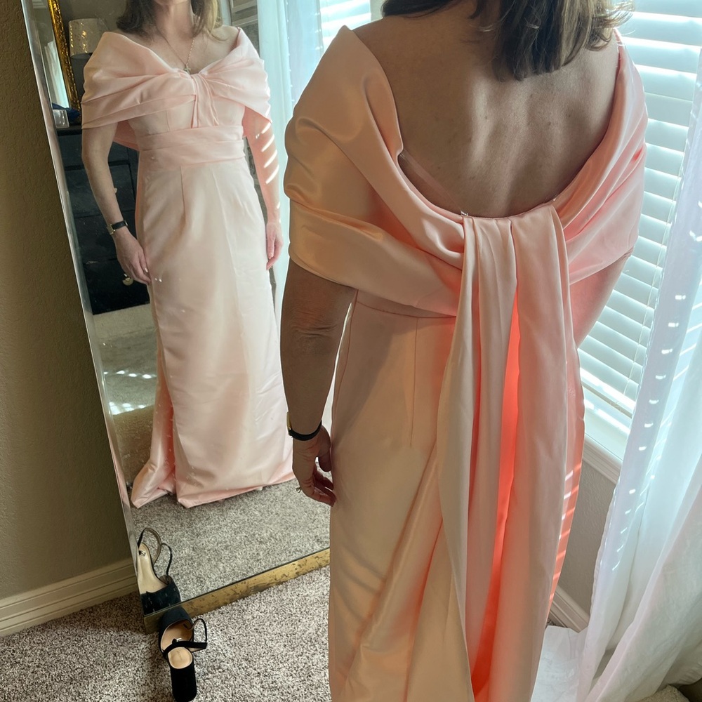 Elegant Peachy pink Off-Shoulder Evening Gown